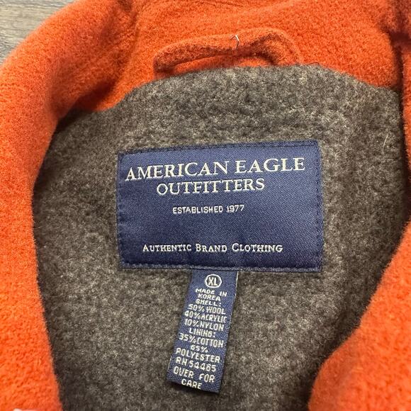 Vintage American Eagle Orange XL Wool Acrylic Snap Button Sherpa Lined Jacket - Picture 4 of 10